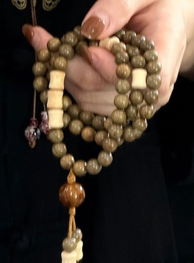 绿檀木多圈菩手串文玩手持念珠25