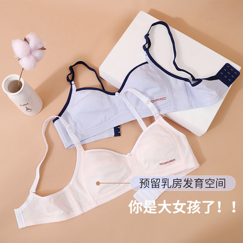 学生内衣女初中生高中生16岁少女文胸纯棉青春期15二阶段胸大显小 - 图2