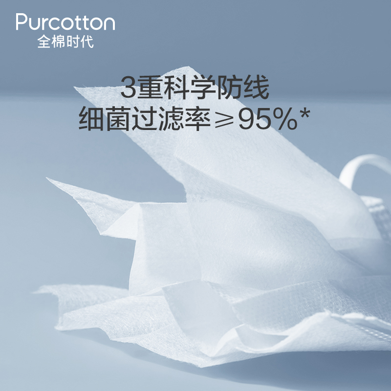 稳健/全棉时代儿童口罩学生一次性护理口罩熔喷布三层透气50片/盒 - 图0