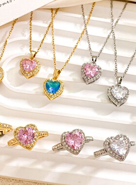 项链跨境热卖饰品泰坦尼克号宝石爱心项链气质经典海洋之心配饰女