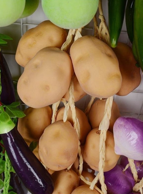 仿真蔬菜模型挂串辣椒土豆玉米大蒜花生装饰道具庭院饭店