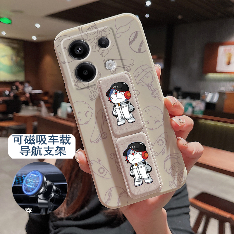 红米Note13Pro手机壳男款Note11TPro+车载磁吸支架Note10男款潮牌哆啦A梦Note95G折叠腕带可横竖屏硅胶软壳套 - 图1