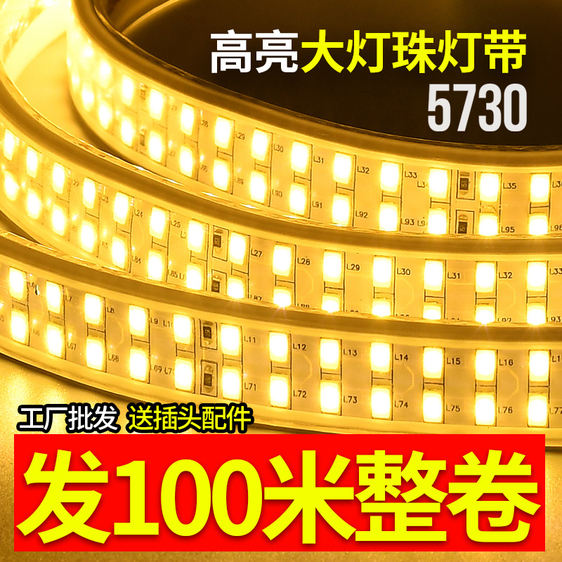 led灯带条100米超亮白光软灯条户外亮化工程装饰室外防水线灯220v - 图1