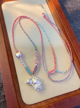 足银999精品Kt气球吊坠可爱足银牵小熊气球hellokitty凯蒂猫挂坠