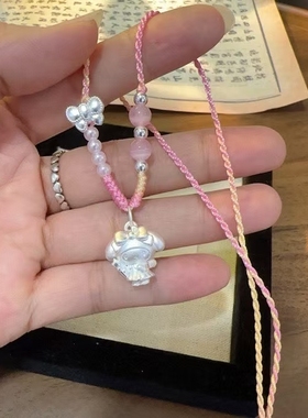 足银999精品魔法美乐蒂转运珠手工编织项链儿童女友礼物