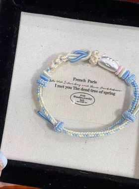 足银999精品法棍猫星星魔法棒转运珠手工编织桃花手链