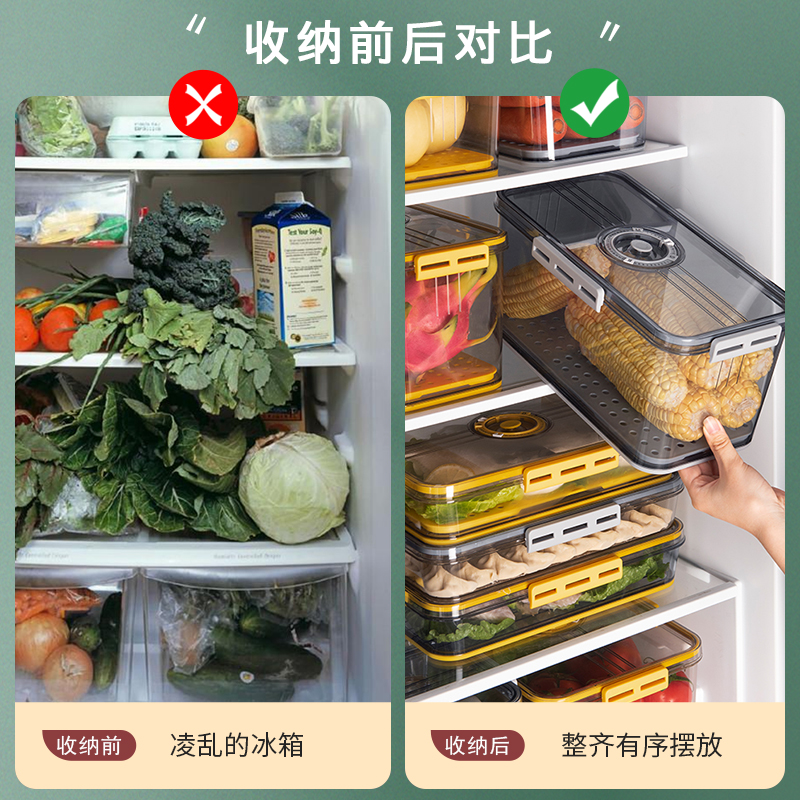 冰箱收纳盒食品级饺子鸡蛋水果蔬菜冷冻专用密封保鲜储物整理盒子-图0