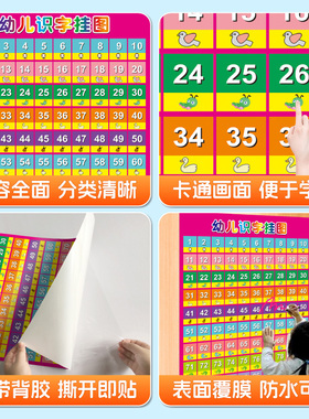儿童1-100数字认识挂图墙贴画