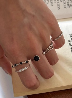 食指戒豌豆饰物纯银叠戴戒指