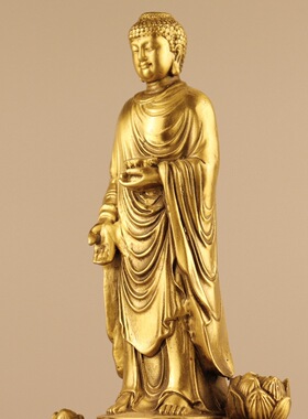 古韵斋 黄铜西方三圣摆件 铜站莲花三圣 家居装饰创意礼品工艺品