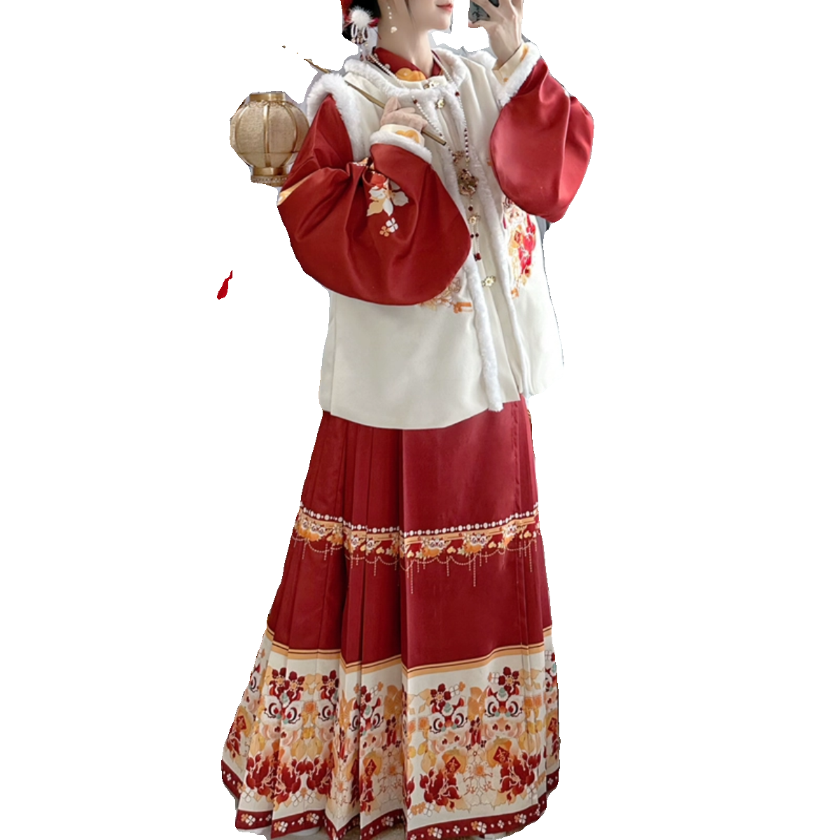 云熏阁原创小福龙汉服女明制圆领刺绣比甲马面裙拜年服加绒冬套装