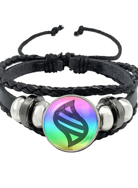 宝可梦z手环进化石口袋妖怪皮革手链皮卡丘编织手饰手环饰品