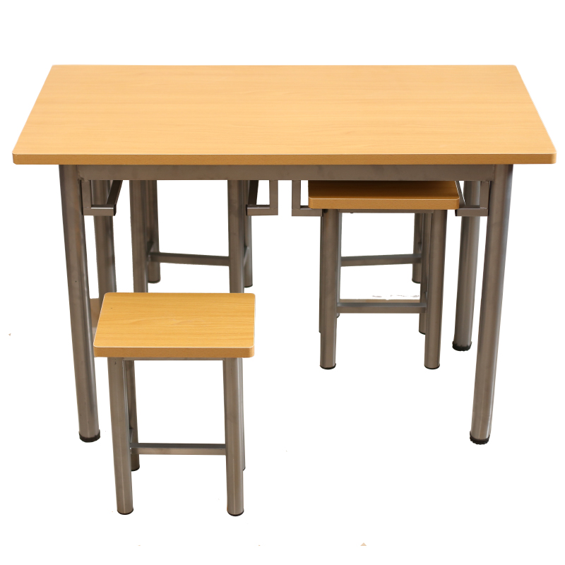 食堂餐桌椅大排档员工快餐饭店学校连体挂凳商用小吃店桌椅组合 - 图3