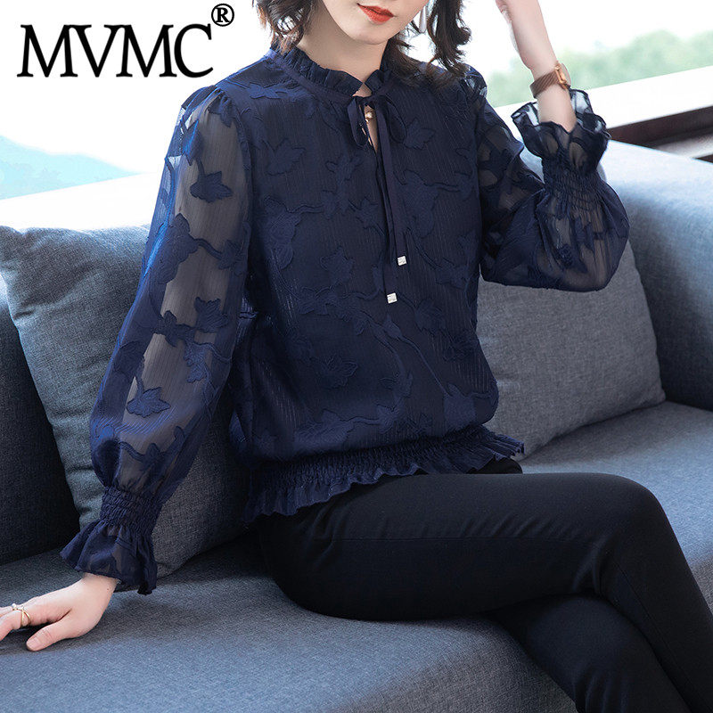 秋装女2020新款长袖妈妈雪纺衫衬衣 mvmc衬衫