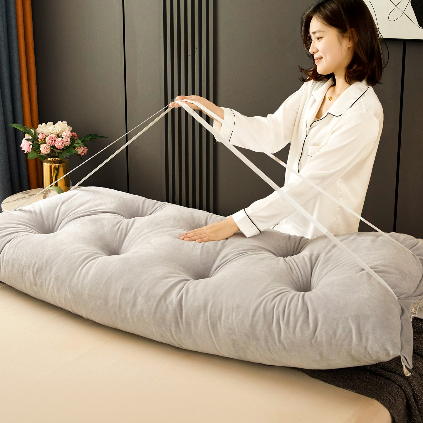 clic床头软包靠背银灰床上靠枕加厚榻榻米靠垫长条沙发软垫可拆洗,淘宝优惠券,粉丝福利购,淘宝优惠卷