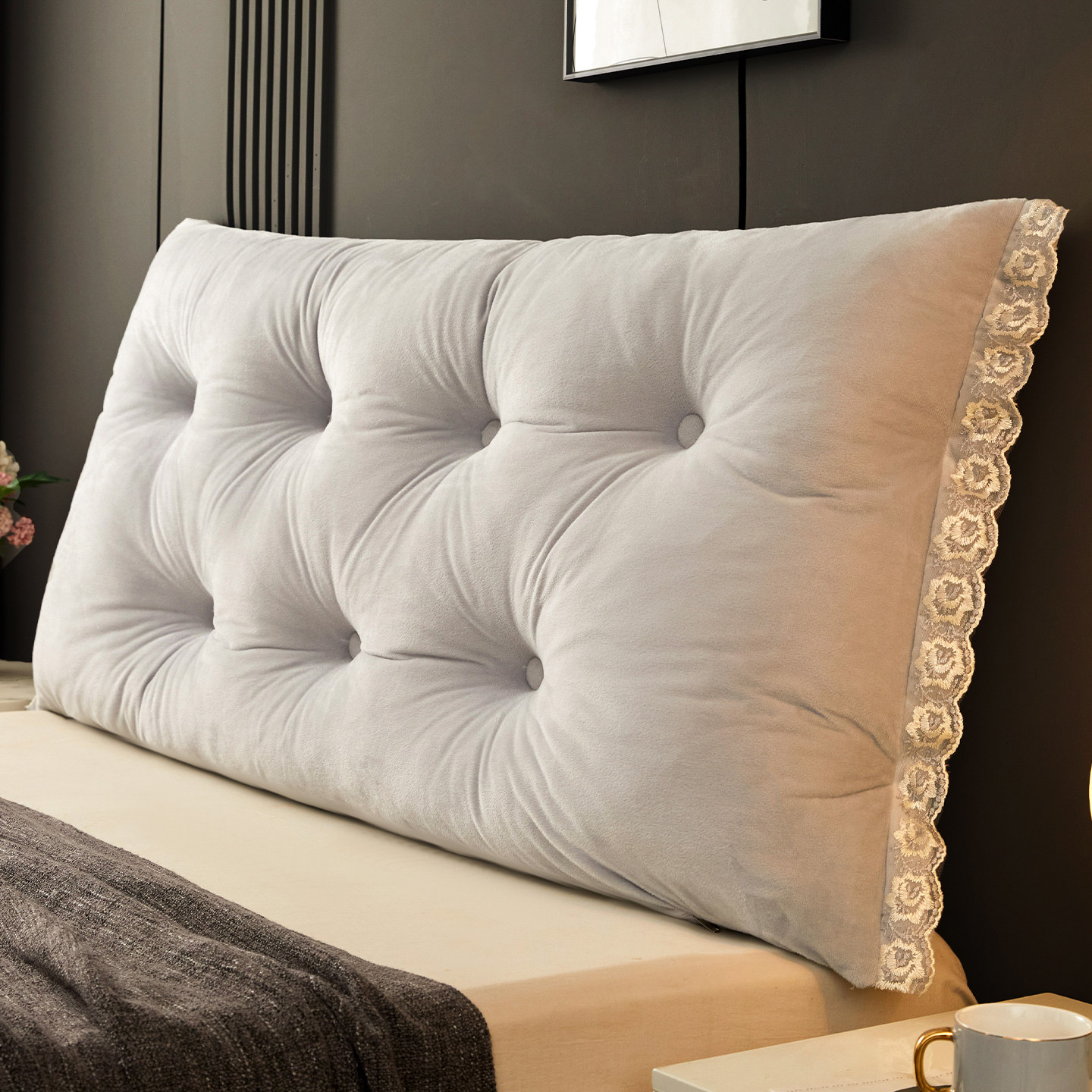 clic床头软包靠背银灰床上靠枕加厚榻榻米靠垫长条沙发软垫可拆洗,淘宝优惠券,粉丝福利购,淘宝优惠卷