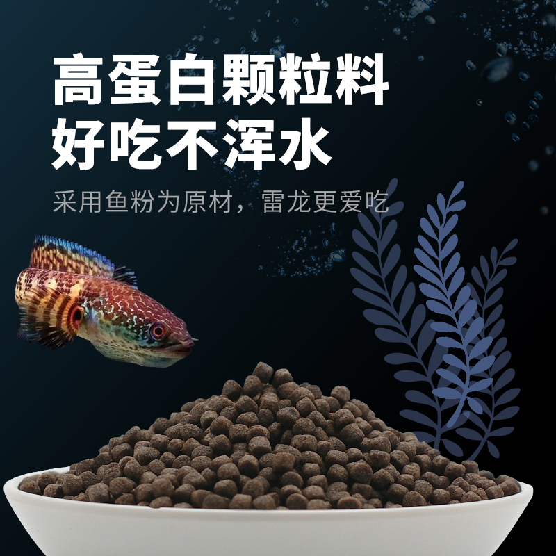 雷龙鱼专用饲料七彩彩虹奶茶血斑科技观赏鱼不浑水高蛋白颗粒鱼食 - 图0