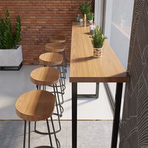 Solid Wood Balcony Bar Desk Table Close By Wall Strip Home High Foot Table Commercial Leaning Window Bar Table Milk Tea Shop Chair Combination