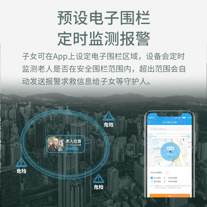 老人求救定位器 实时定位  无需办卡无通信费 远程监护易走失老人 - 图1