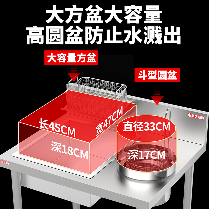 鸿艺裹粉台商用裹面机汉堡店设备全套炸鸡果粉盆专用工作台腌制机-图3