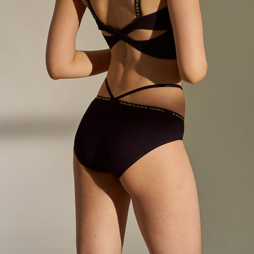 【品牌运动文胸配套裤】辣妹字母绑带内裤交叉性感显瘦健身三角裤 - 图1