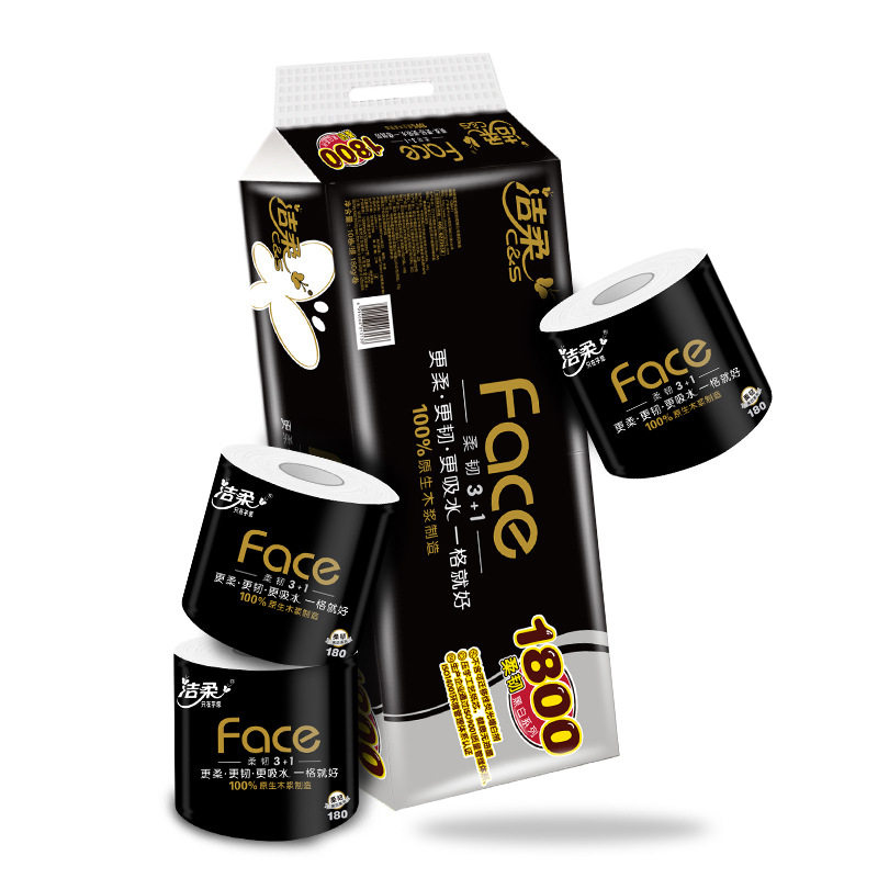 洁柔卷纸黑面子纸4层10卷1800g实惠装家用卫生纸BJ095-10,淘宝优惠券,粉丝福利购,淘宝优惠卷