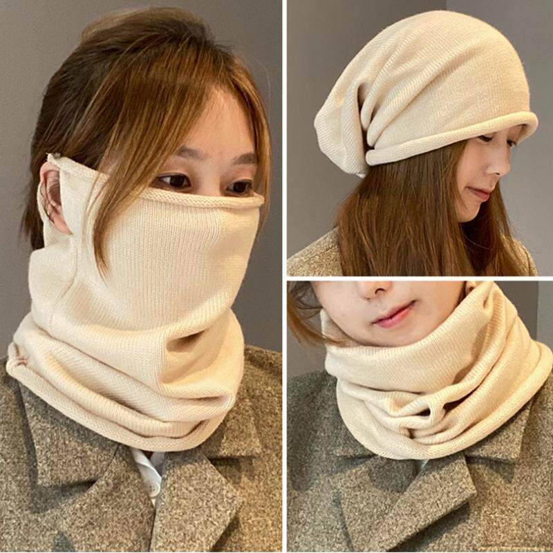 防寒防风面罩女帽子围巾两用秋冬季针织加厚毛线挂耳护颈围脖套头,淘宝优惠券,粉丝福利购,淘宝优惠卷