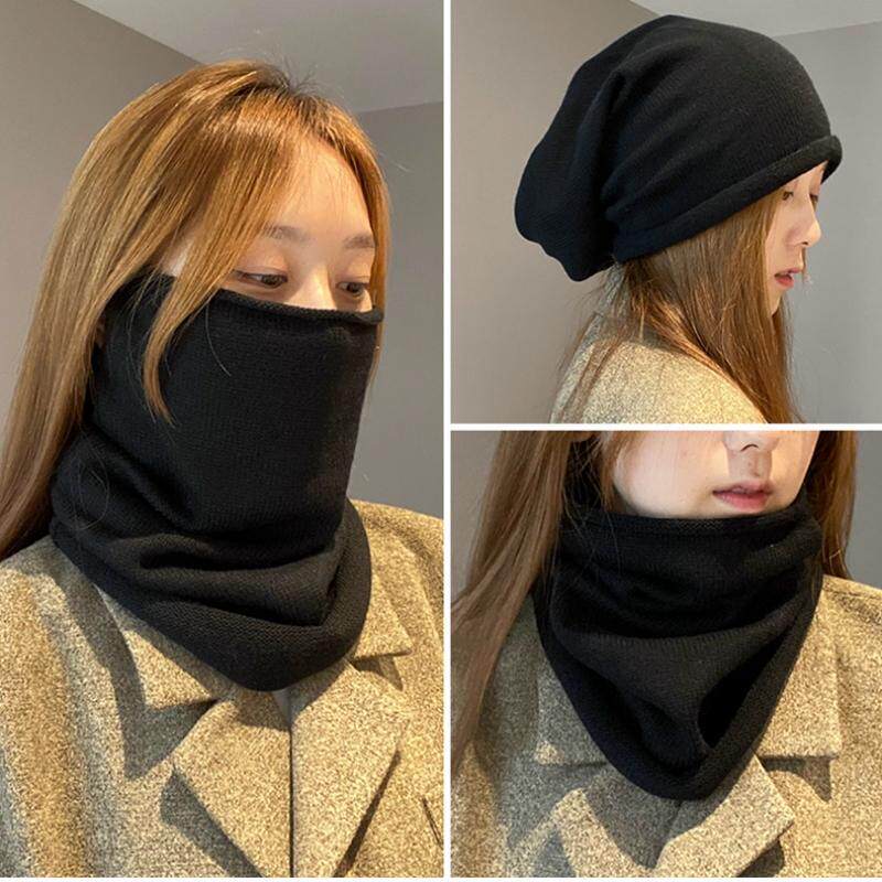 防寒防风面罩女帽子围巾两用秋冬季针织加厚毛线挂耳护颈围脖套头,淘宝优惠券,粉丝福利购,淘宝优惠卷