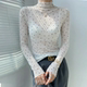 ເສື້ອຍືດສີນ້ຳຕານສູງ polka dot lace bottoming shirt 2026 ແບບໃໝ່