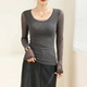 ເສື້ອຢືດຕໍ່າຫູກສອງຊັ້ນ mesh lace bottoming shirt 2026 ແບບໃໝ່