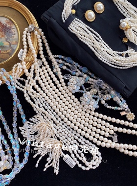 欧美珍珠项链古董中古琉璃
