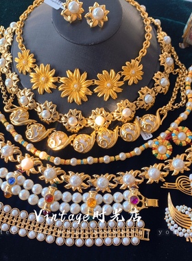 古董珍珠项链中古琉璃精致