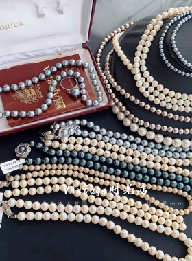 锁骨链时尚珍珠项链中古琉璃