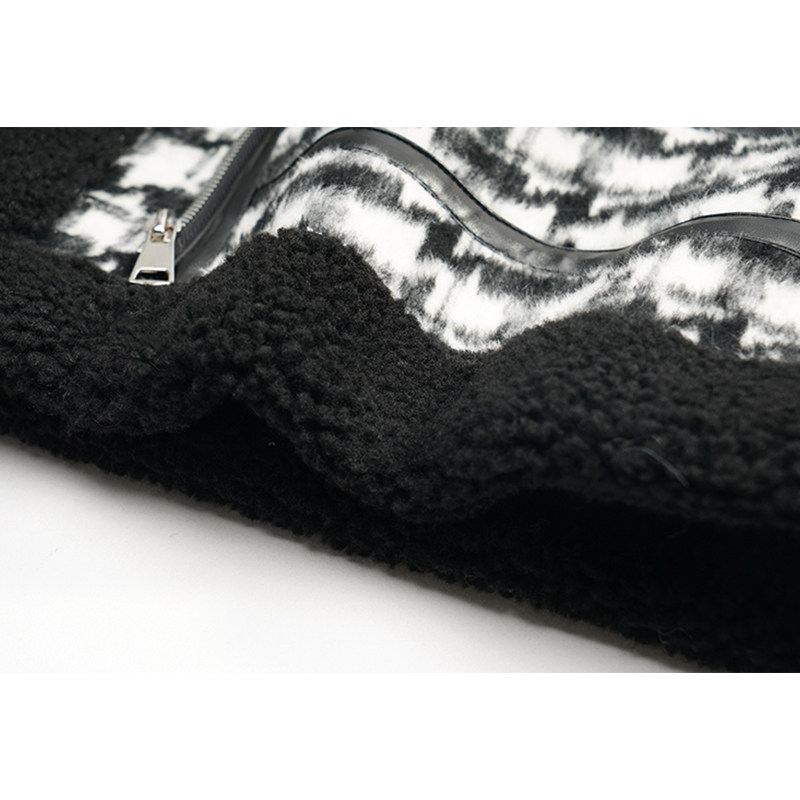 柊司芷复古千鸟格秋冬短款机车服 柊司芷短外套