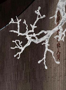 酒店大堂抽象透明树挂饰雕塑迎客松树脂摆件别墅大型软装饰艺术品