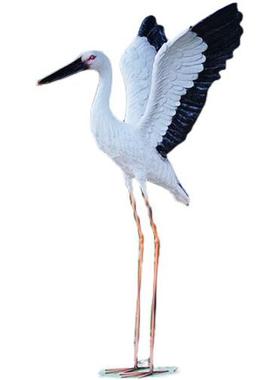 户外仿真白鹤雕塑白鹳摆件玻璃钢水池塘装饰景观仙鹤花园白鹭模型