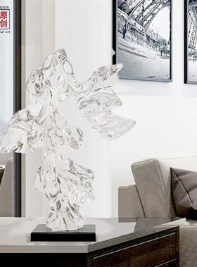 新中式透明太湖石玄关摆件轻奢高档客厅电视柜酒柜办公室软装饰品