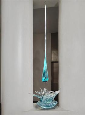 大型透明水滴雕塑吊饰酒店客厅玄关树脂水花摆件装饰工艺术品挂件