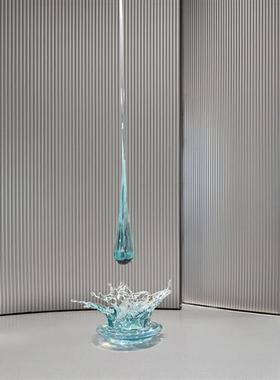 现代轻奢透明树脂落地浪花雕塑酒店售楼处样板间水滴吊饰装饰摆件