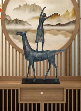 现代中式复古铸铝工艺摆件客厅家居书房玄关样板房小样雕塑订购