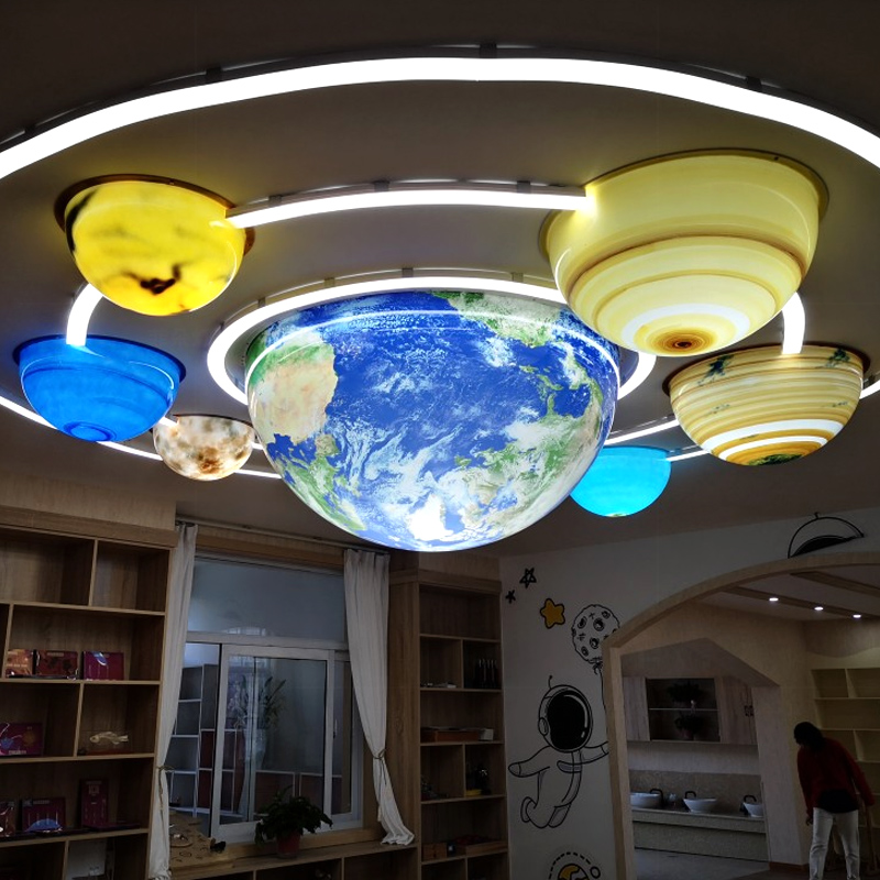 新品星球灯月球吊灯创意星空行星套餐商场大厅幼儿园游乐场北欧圆-图1
