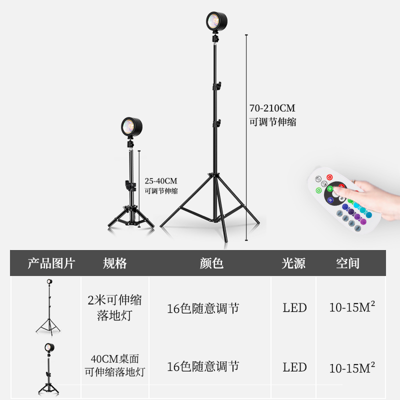 彩色直播补光灯背景墙灯光设备拍摄拍照打光灯后背暖光灯氛围发丝灯舞蹈室后置网红神器夕阳落日灯神明少女 - 图3