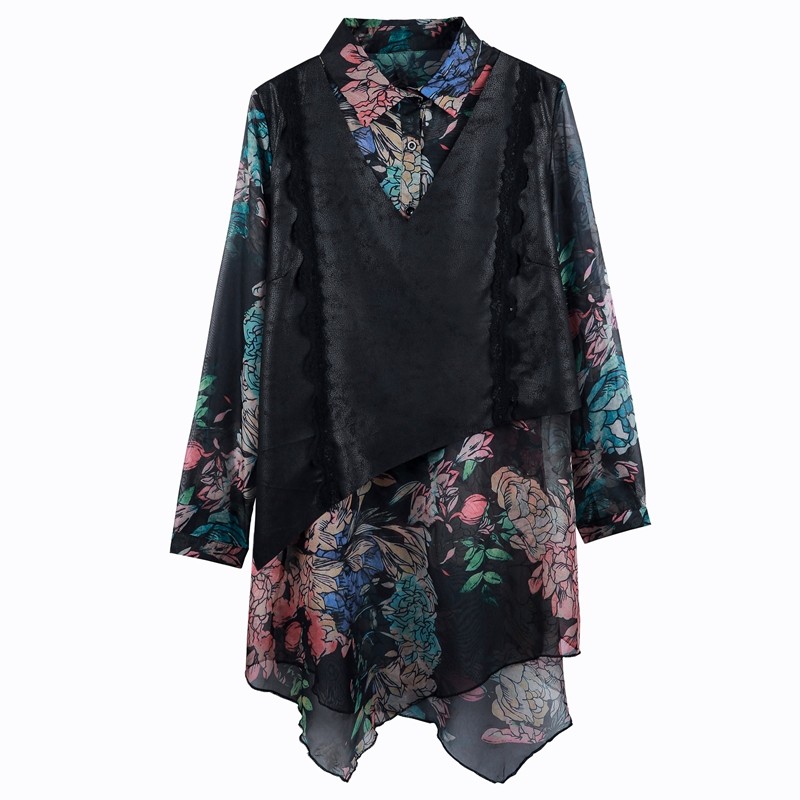 衬衫女2022春装新款复古印花 乔凝衬衫