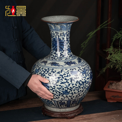 景德镇陶瓷器青花瓷花瓶新中式仿古瓷瓶客厅摆件装饰复古落地大号 - 图3