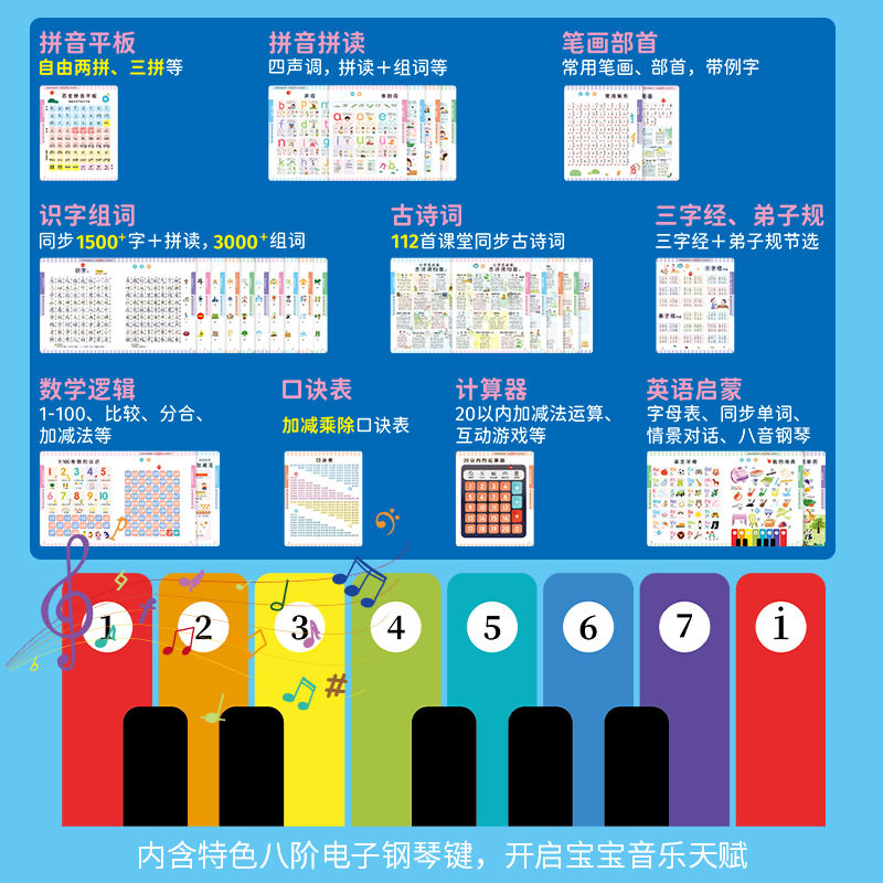 会说话的语数英全能大课堂2-11岁有声点读儿童早教益智玩具幼儿亲子启蒙学习发声早教机数学逻辑英语启蒙三字经