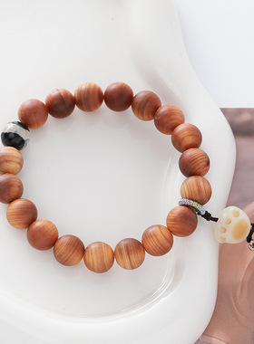 复古芭比老山檀串珠手链佛珠盘玩手串男女同款菩提烧猫爪念珠文玩