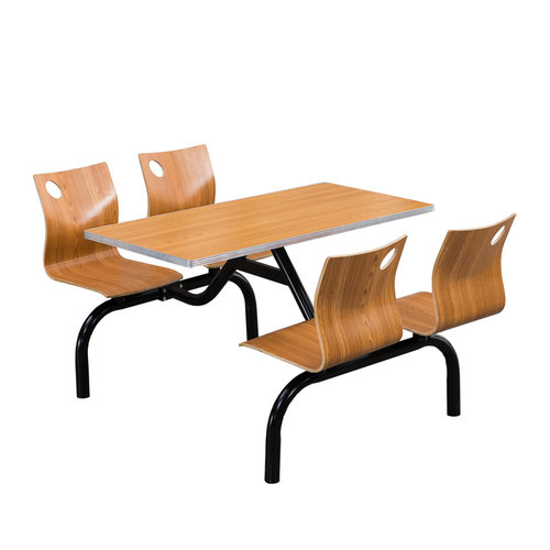 公司员工学校食堂工地不锈钢连体快餐桌椅小吃店一体四4人位组合 - 图3