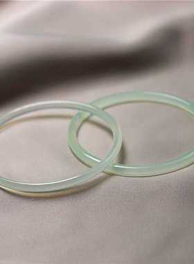 茶叶玛瑙春带彩玉髓手镯冰玉天然