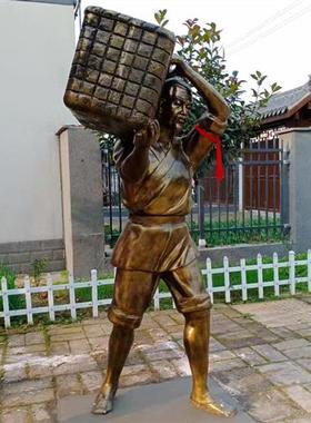 玻璃钢农耕人物雕塑定制仿铜雕像户外牛拉犁大型园林景观铸铜摆件