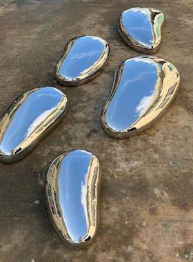 不锈钢水滴鹅卵石头雕塑室内售楼处酒店会所水池装饰摆件抽象艺术